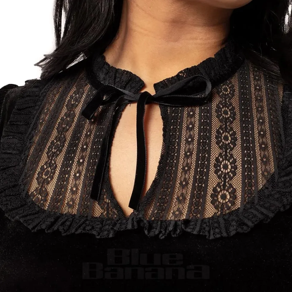 Hell Bunny Velvet Mourning Top (Black)