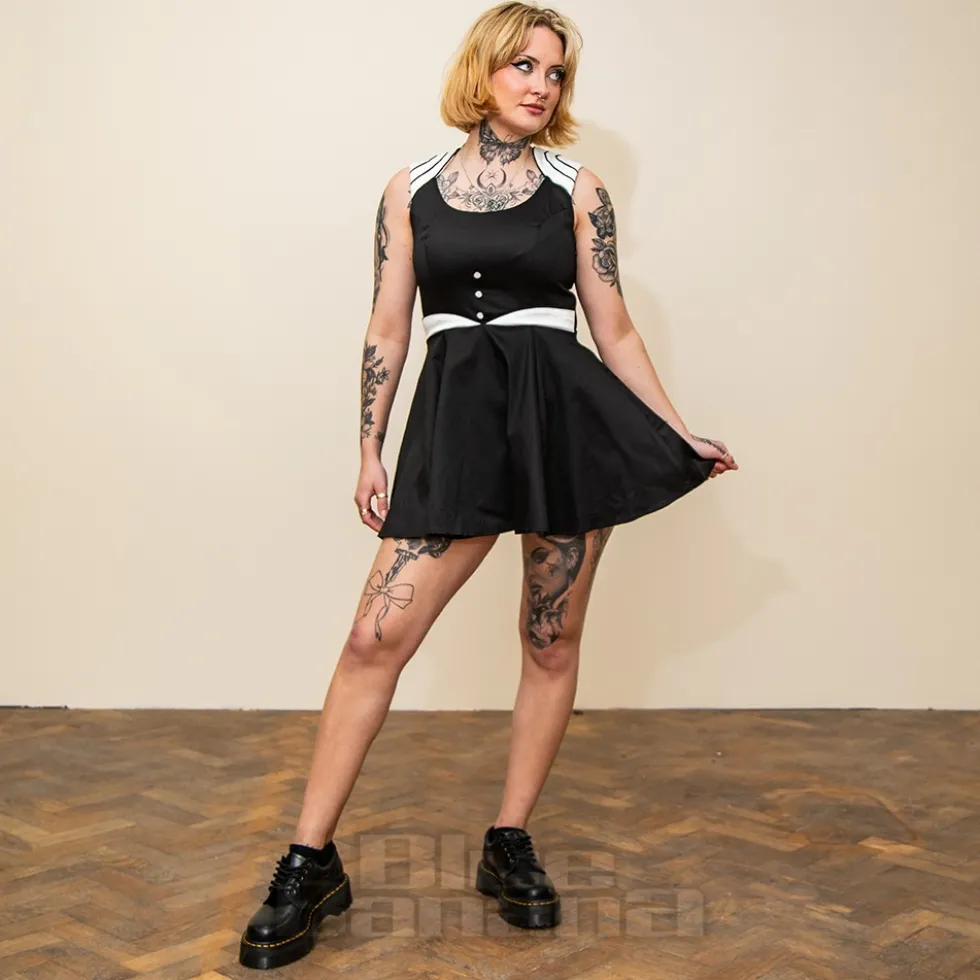 H&R London Empire Line Dress (Black/White)