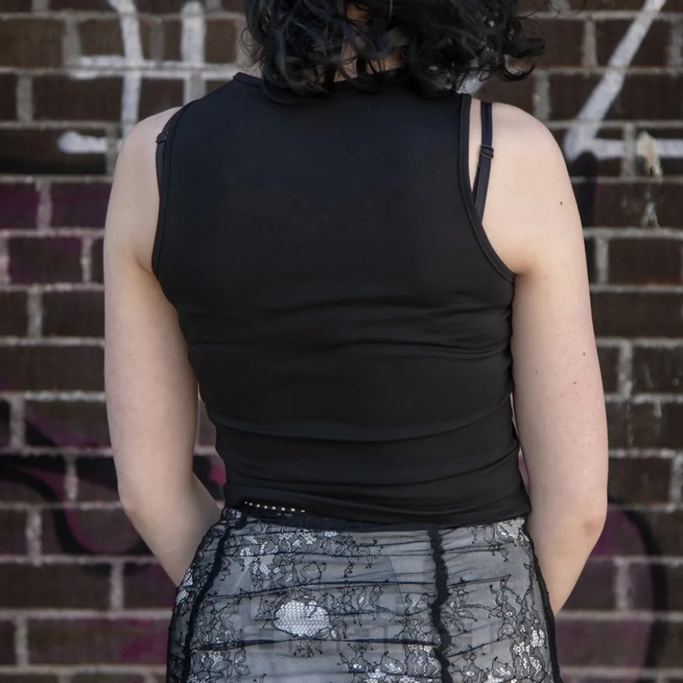 Jawbreaker Pentagram Straps & Rings Crop Top (Black)
