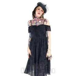 Jawbreaker Tarot Cold-Shoulder Midi Dress (Black)