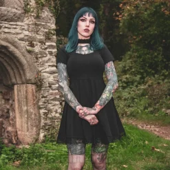Killstar Draculana Skater Mini Dress (Black)