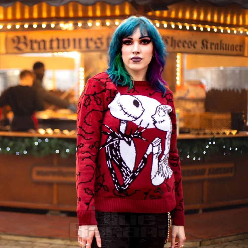 Nightmare Before Christmas Jack & Sally Knit Jumper (Red)