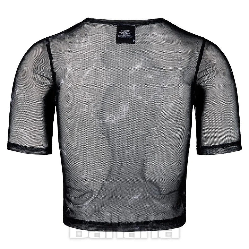 Nirvana Official Happy Face Mesh Crop T Shirt (Black)