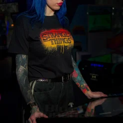 Official Stranger Things Spray Paint Hellfire T-Shirt (Black)
