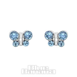 Studex Stainless Steel Aqua Butterfly March Earrings (Silver)