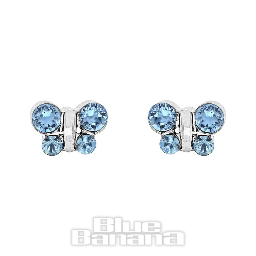 Studex Stainless Steel Aqua Butterfly March Earrings (Silver)
